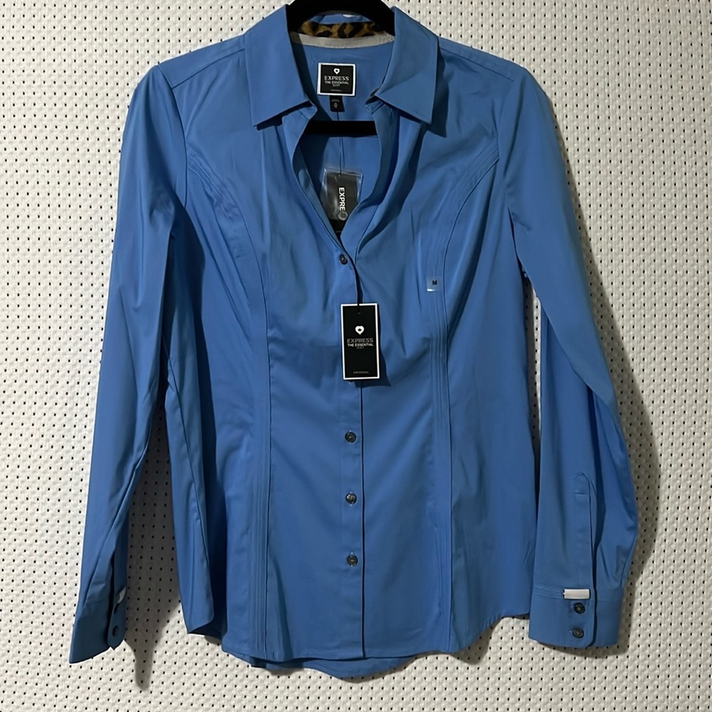 Express - women’s medium (M) blue work blouse, button down. NWT